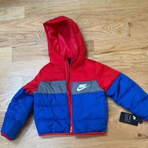Nike Kids Red and Blue Puffer Jacket